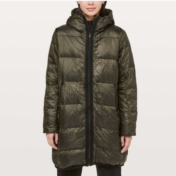 Lululemon Out In The Elements Parka - Dark Olive - Size 6  *read description* - Picture 4 of 15